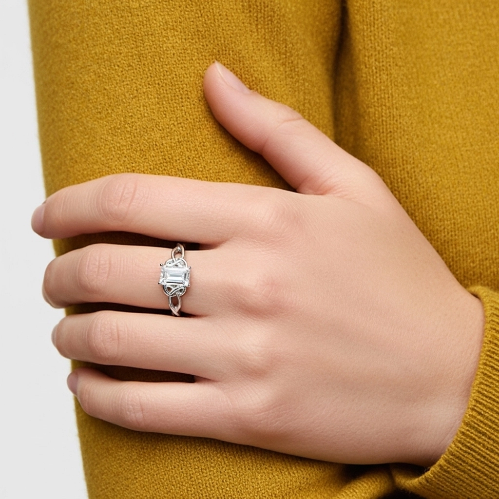 14K White Gold Moissanite Engagement Ring