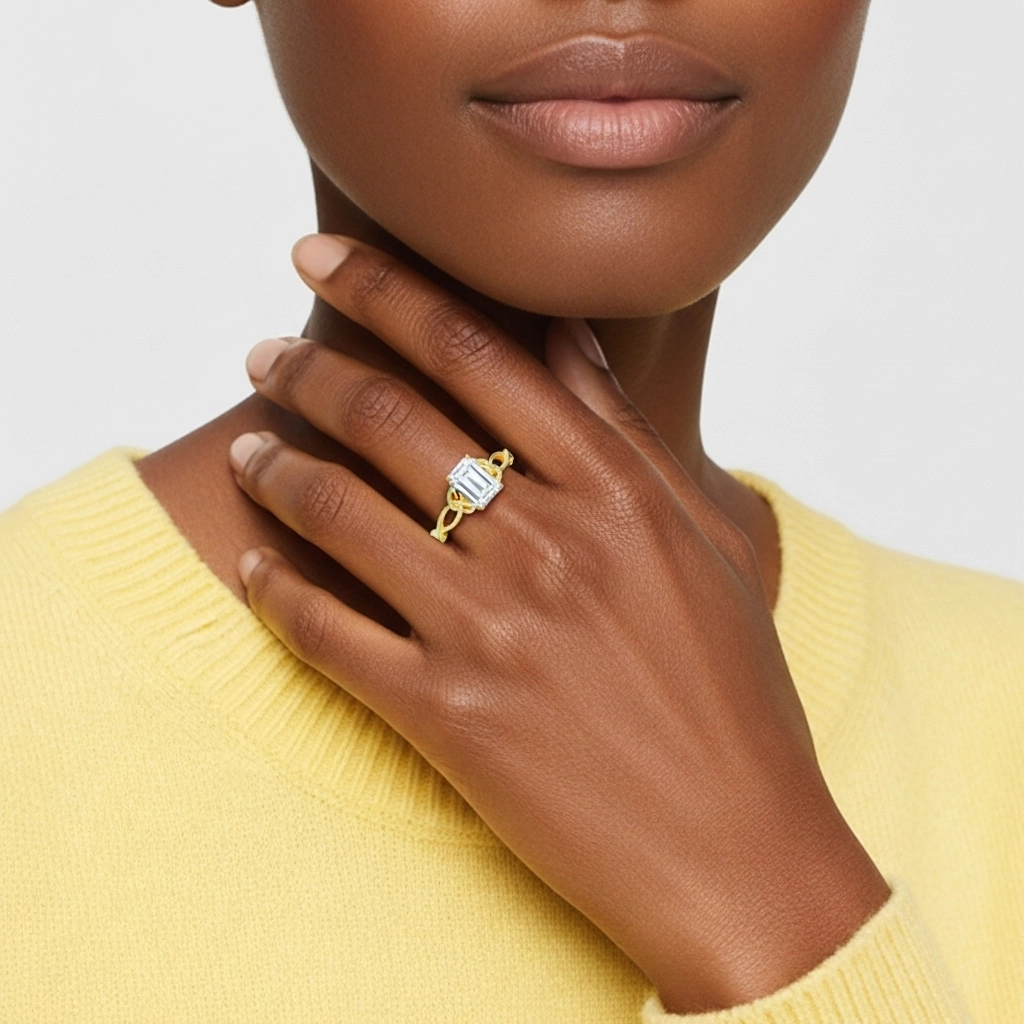 14K Gold Moissanite Engagement Ring