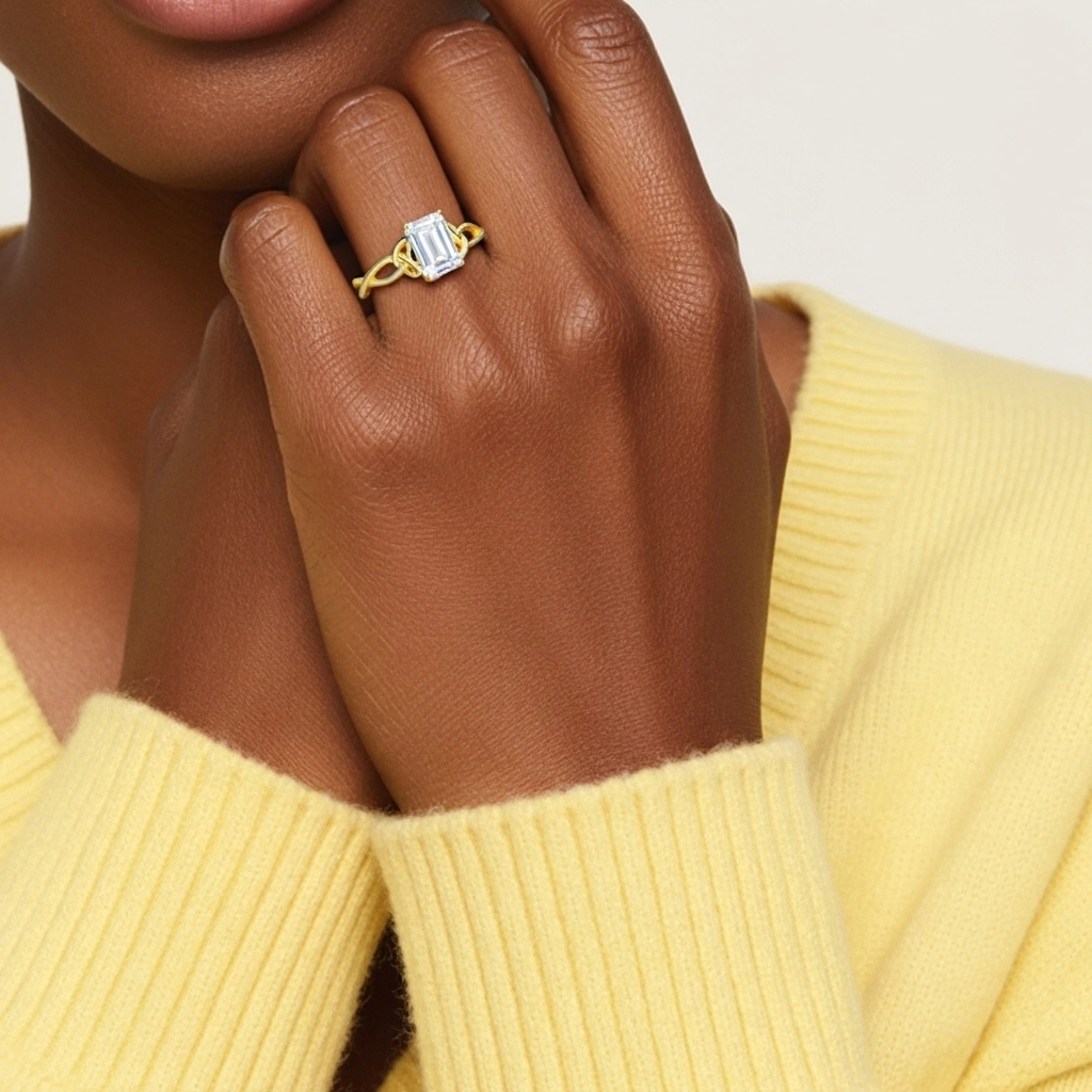 14K Gold Moissanite Engagement Ring