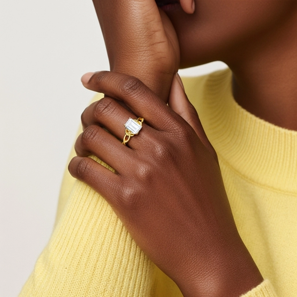 14K Gold Moissanite Engagement Ring