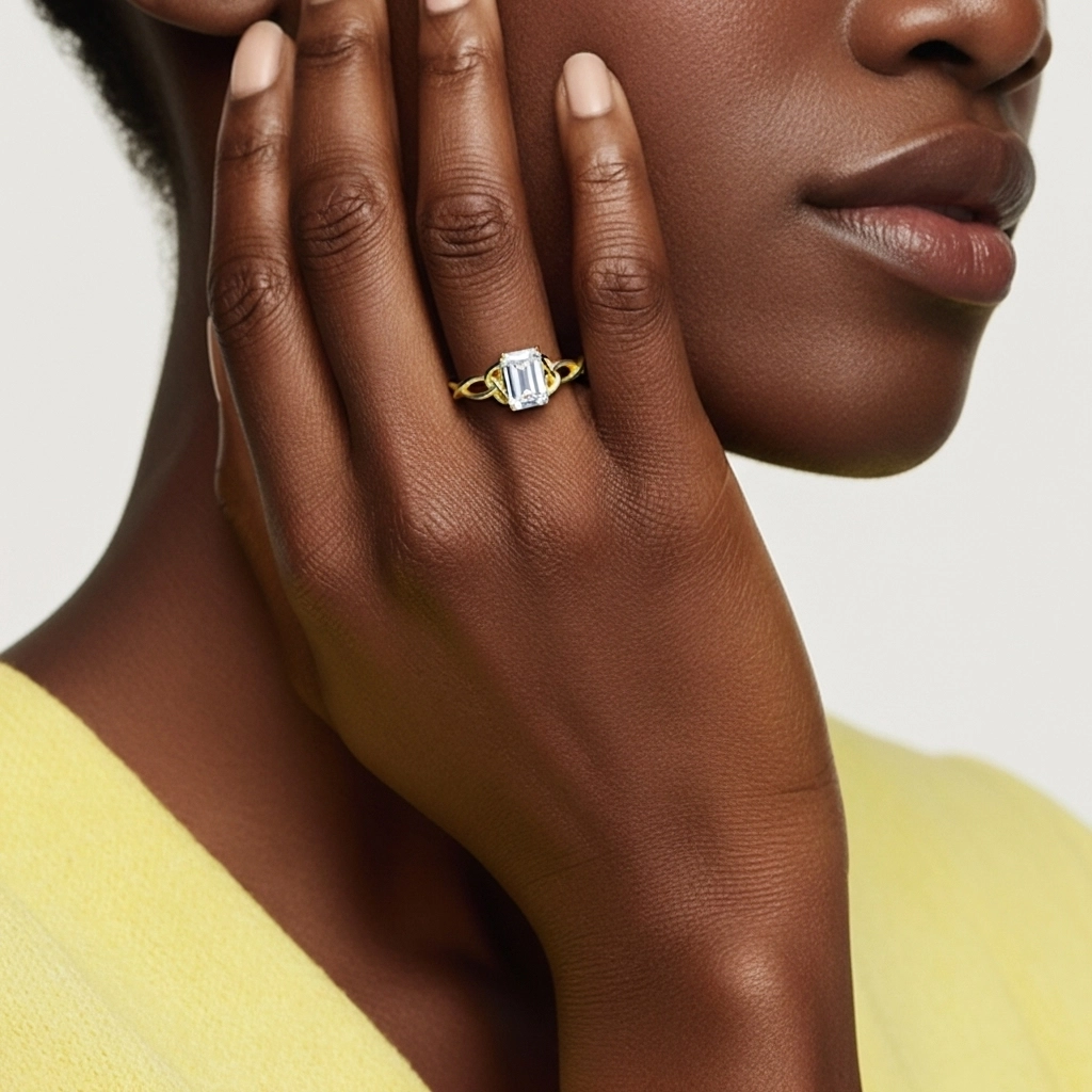 14K Gold Moissanite Engagement Ring