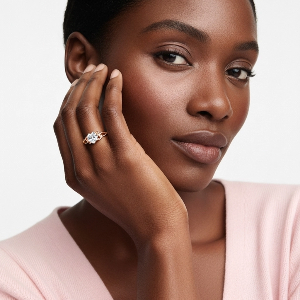 Argent sterling 925 Moissanite Bague de fiançailles