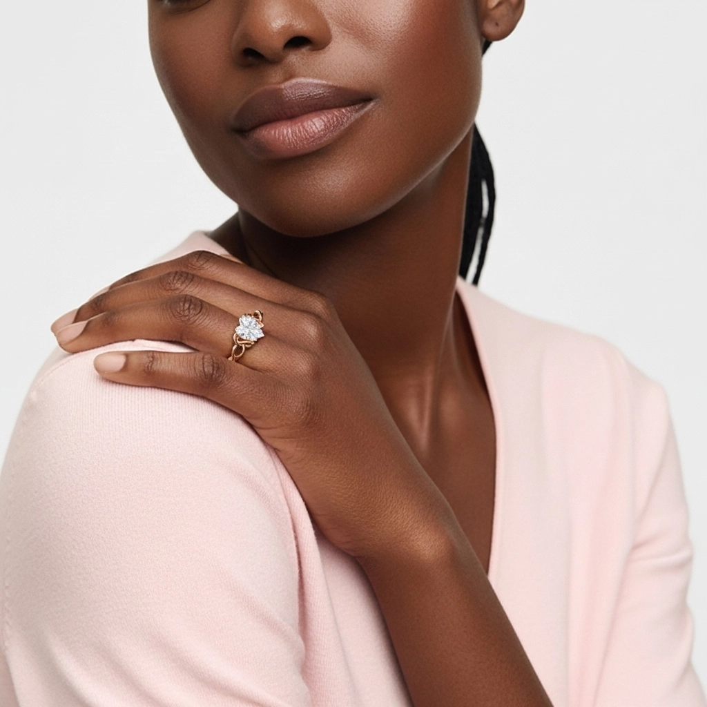 Argent sterling 925 Moissanite Bague de fiançailles