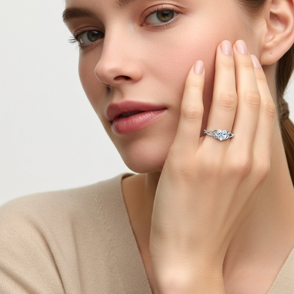 Noeud celtique Solitaire Bague de fiançailles 1.20ct Moissanite