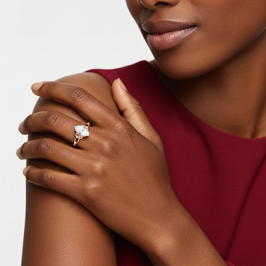 18K Rose Gold Moissanite Engagement Ring