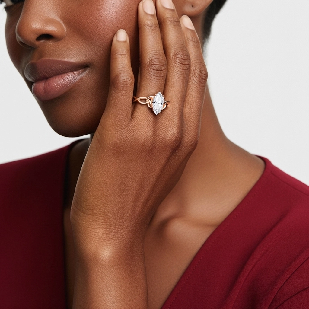 18K Rose Gold Moissanite Engagement Ring