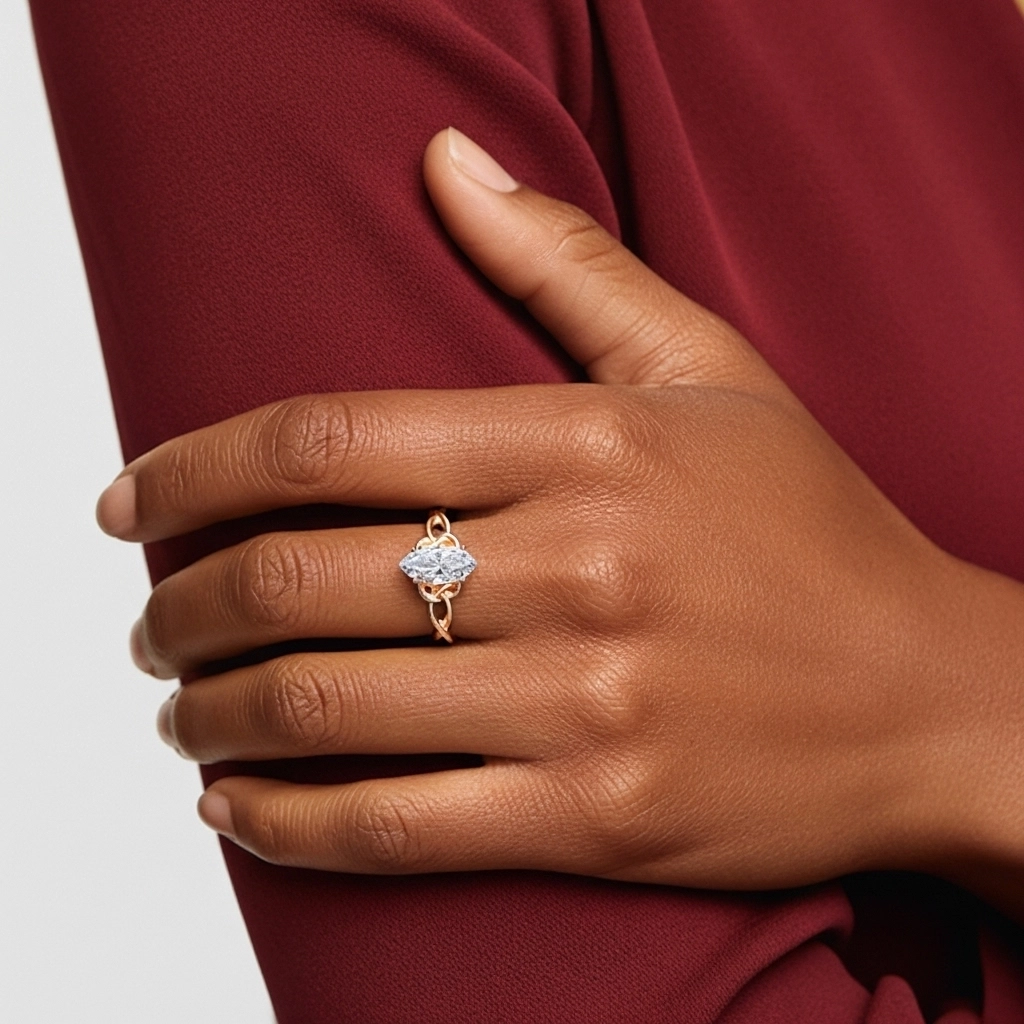 18K Rose Gold Moissanite Engagement Ring