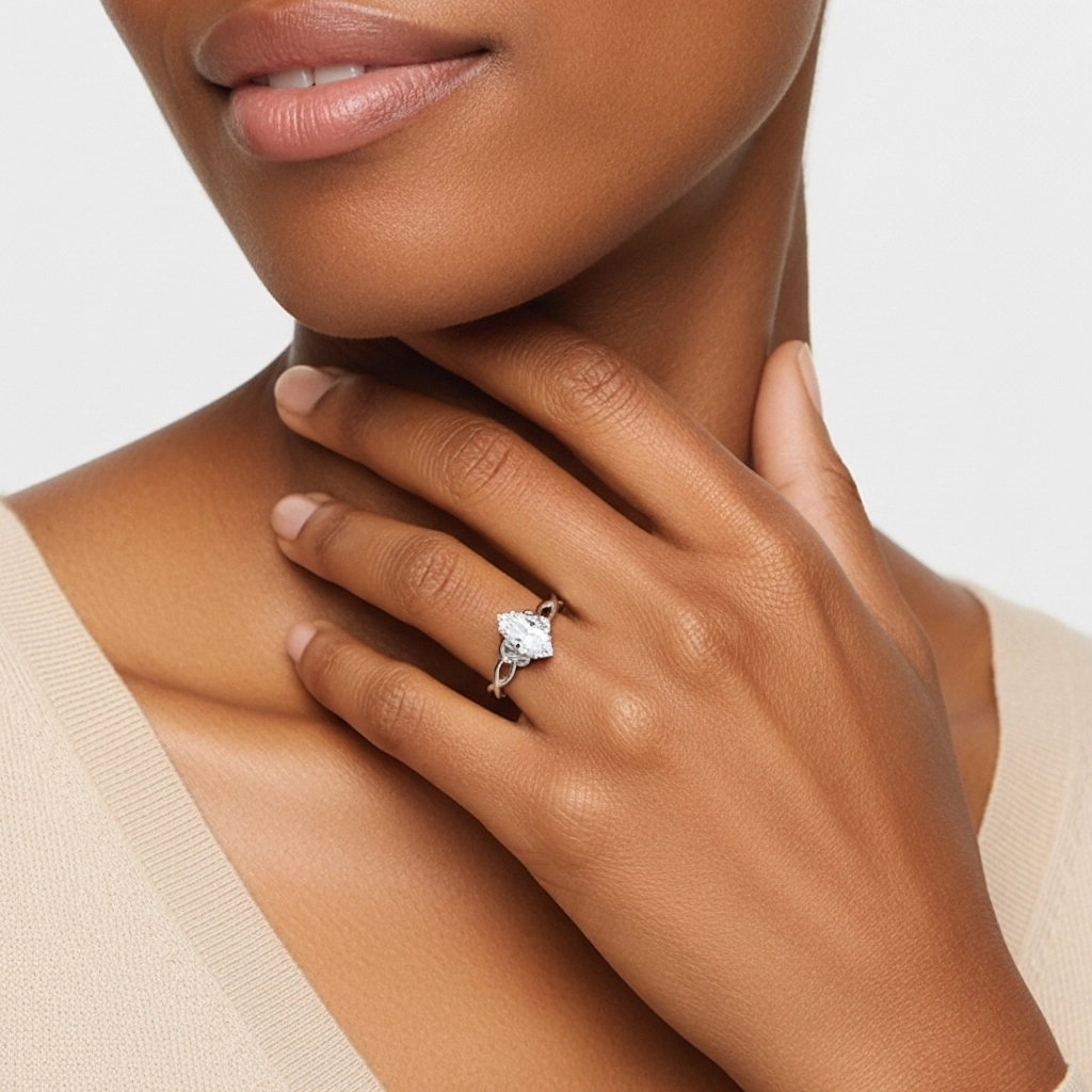 14K White Gold Moissanite Engagement Ring