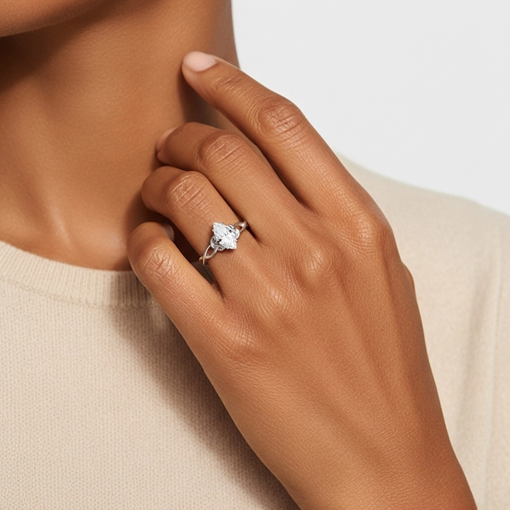 14K White Gold Moissanite Engagement Ring