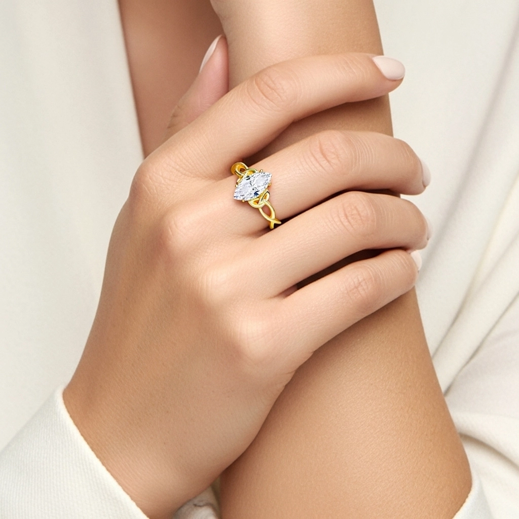 14K Gold Moissanite Engagement Ring