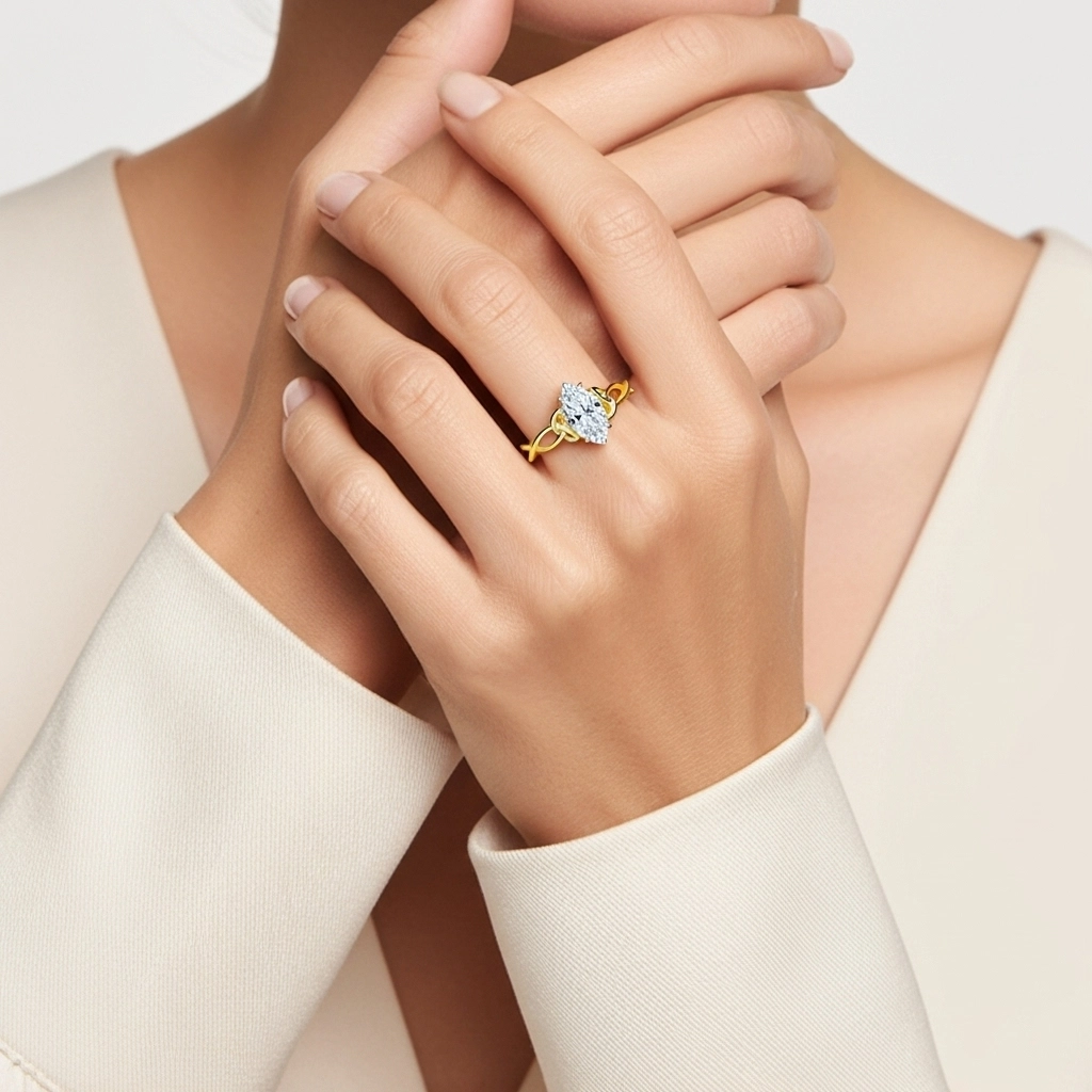 14K Gold Moissanite Engagement Ring