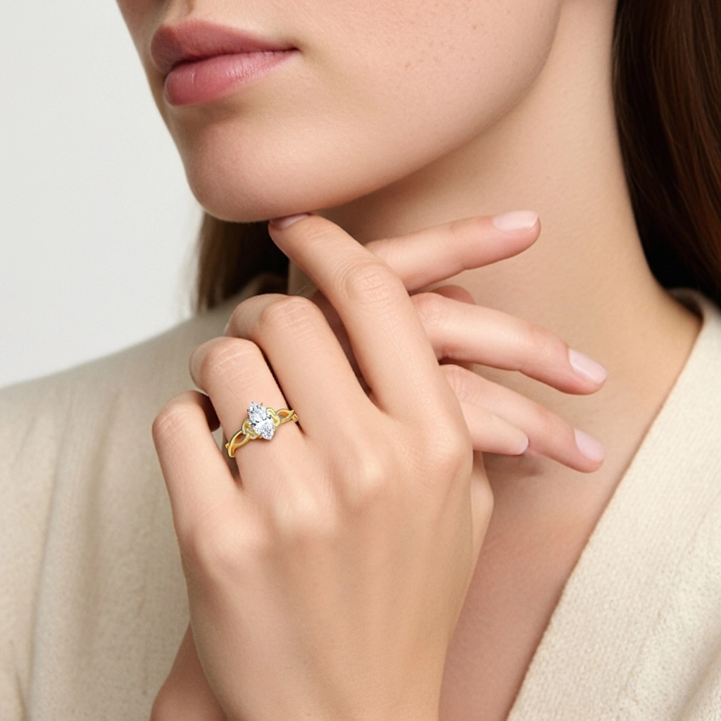 14K Gold Moissanite Engagement Ring