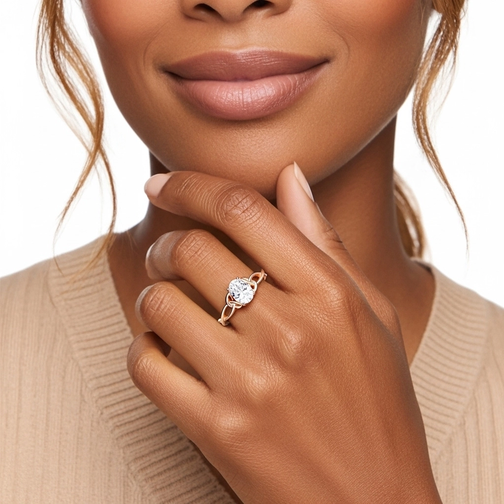 Noeud celtique Solitaire Bague de fiançailles 1.50ct Moissanite