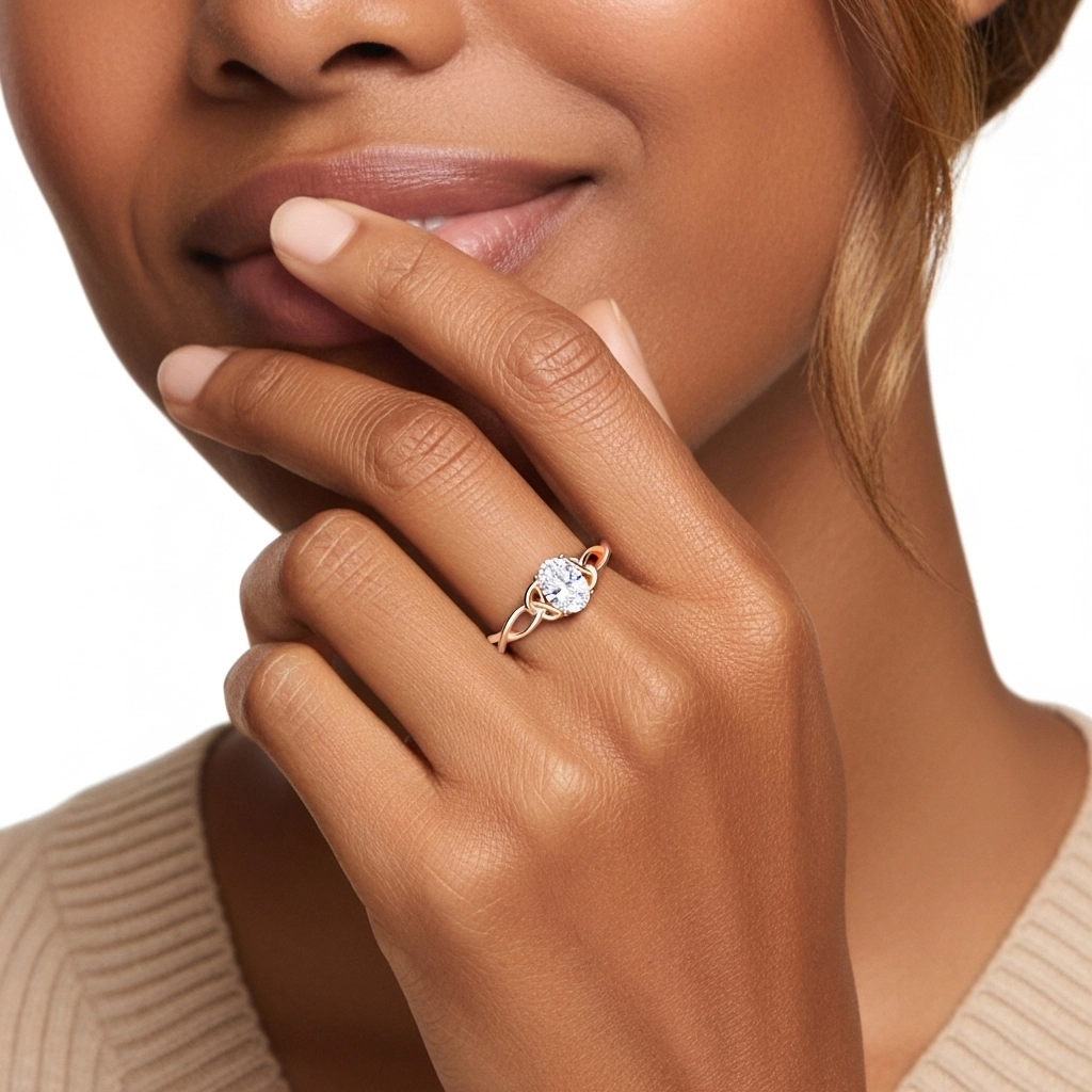 Noeud celtique Solitaire Bague de fiançailles 1.50ct Moissanite