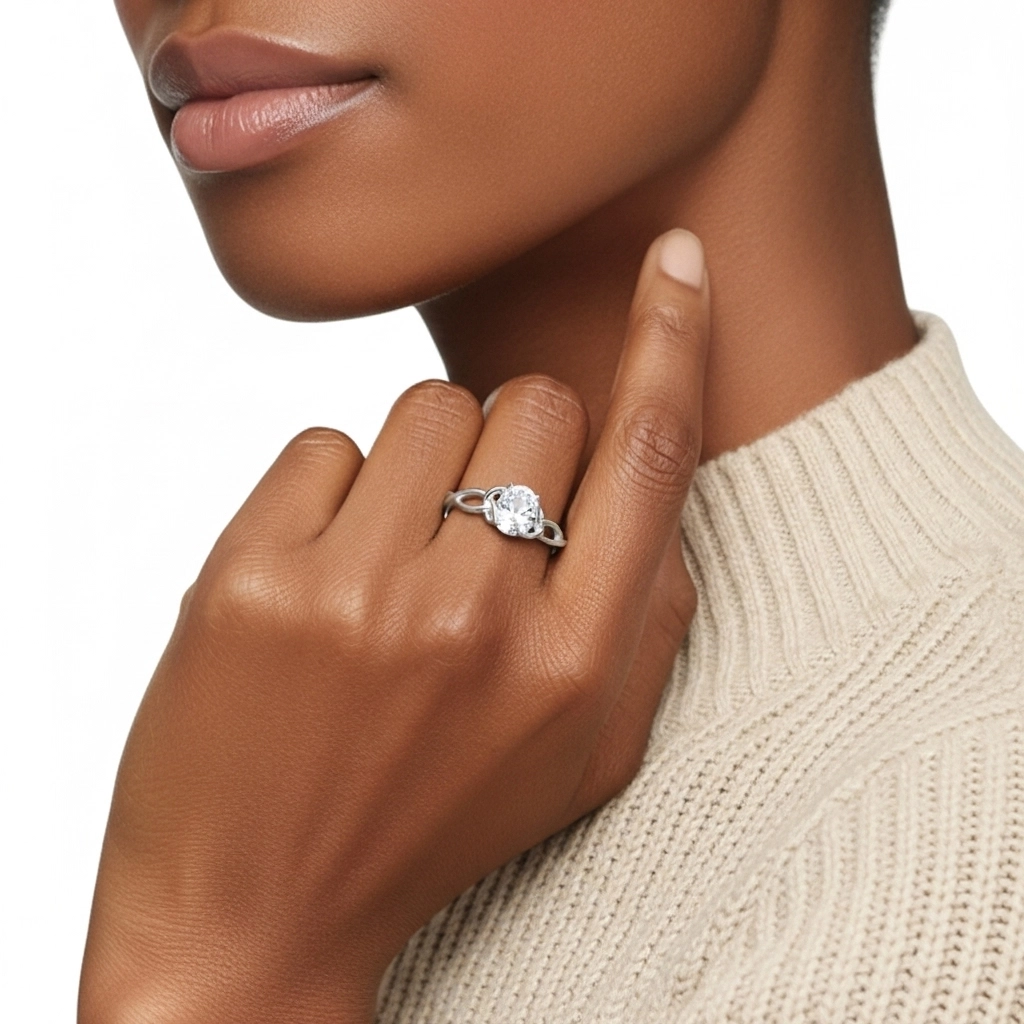 Noeud celtique Solitaire Bague de fiançailles 1.50ct Moissanite