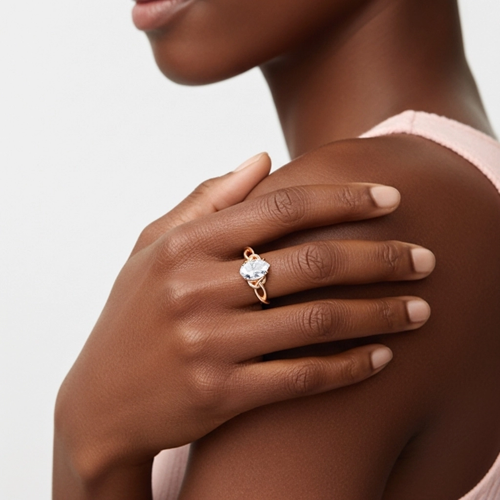 Argent sterling 925 Moissanite Bague de fiançailles