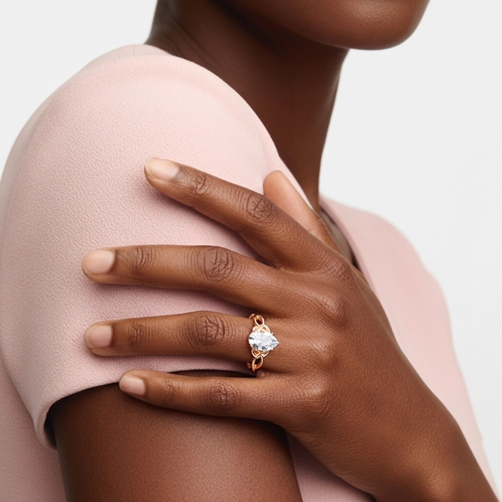 Argent sterling 925 Moissanite Bague de fiançailles