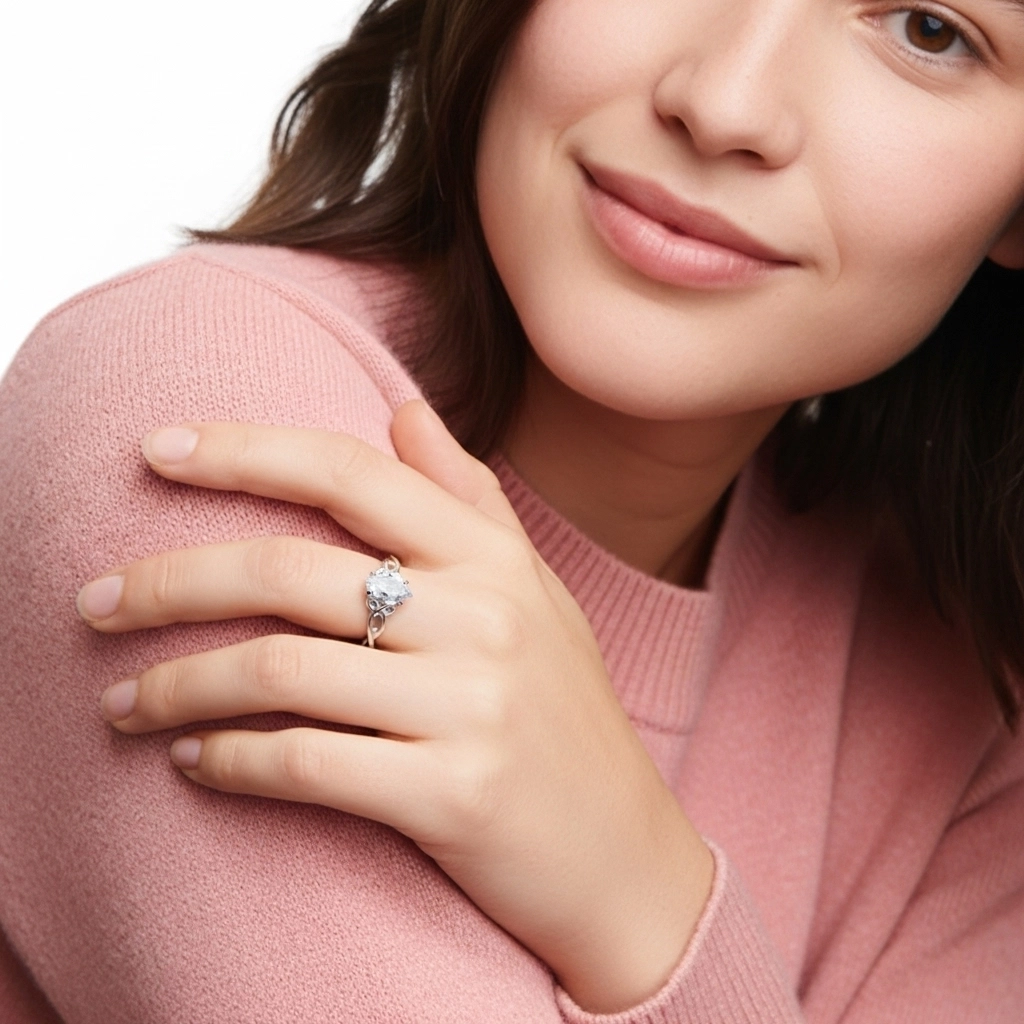 Noeud celtique Solitaire Bague de fiançailles 1.00ct Moissanite