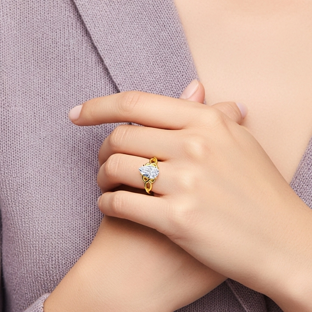 Celtic Knot Solitaire Engagement Ring 1.50ct Moissanite