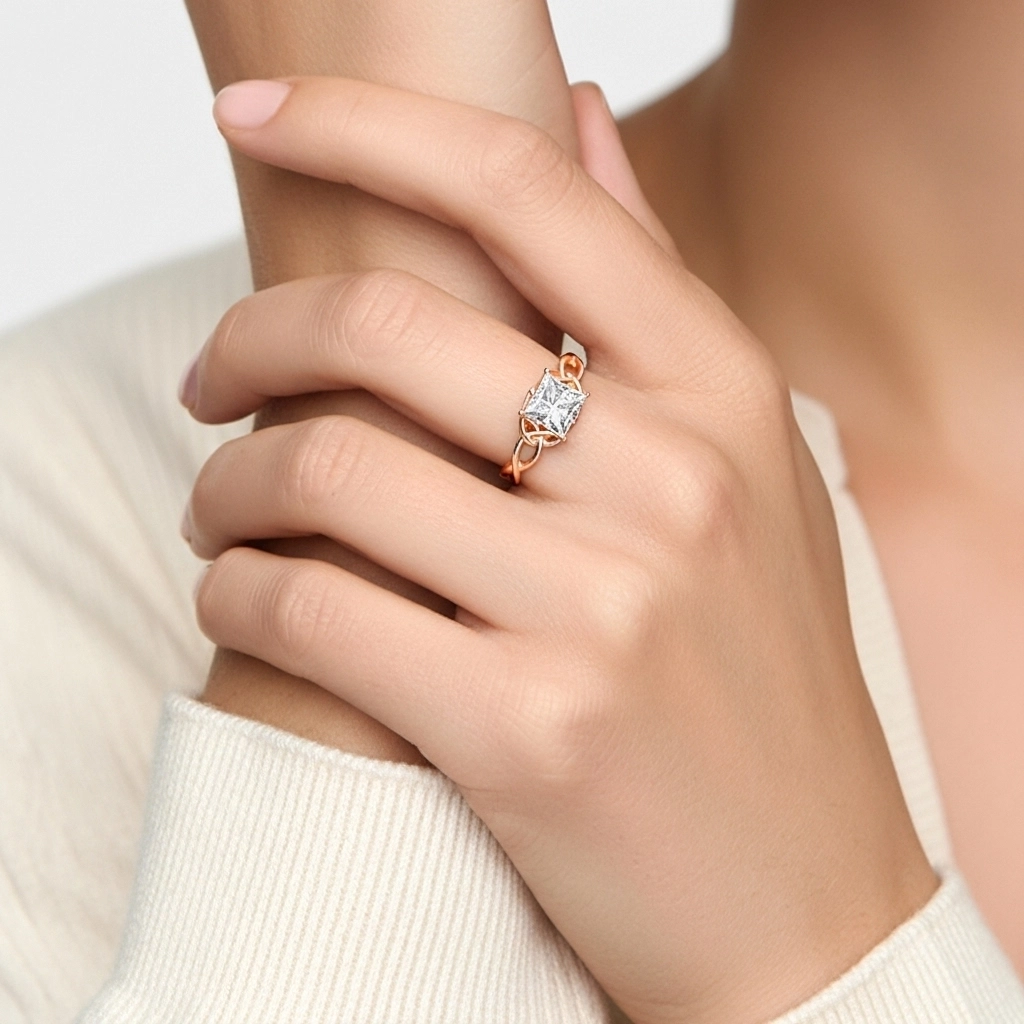 Celtic Knot Solitaire Engagement Ring 1.20ct Moissanite