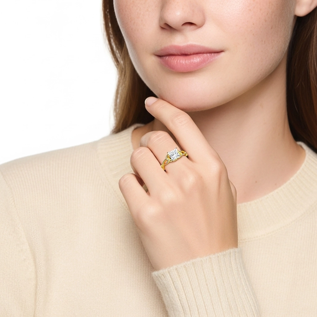 Noeud celtique Solitaire Bague de fiançailles 1.20ct Moissanite