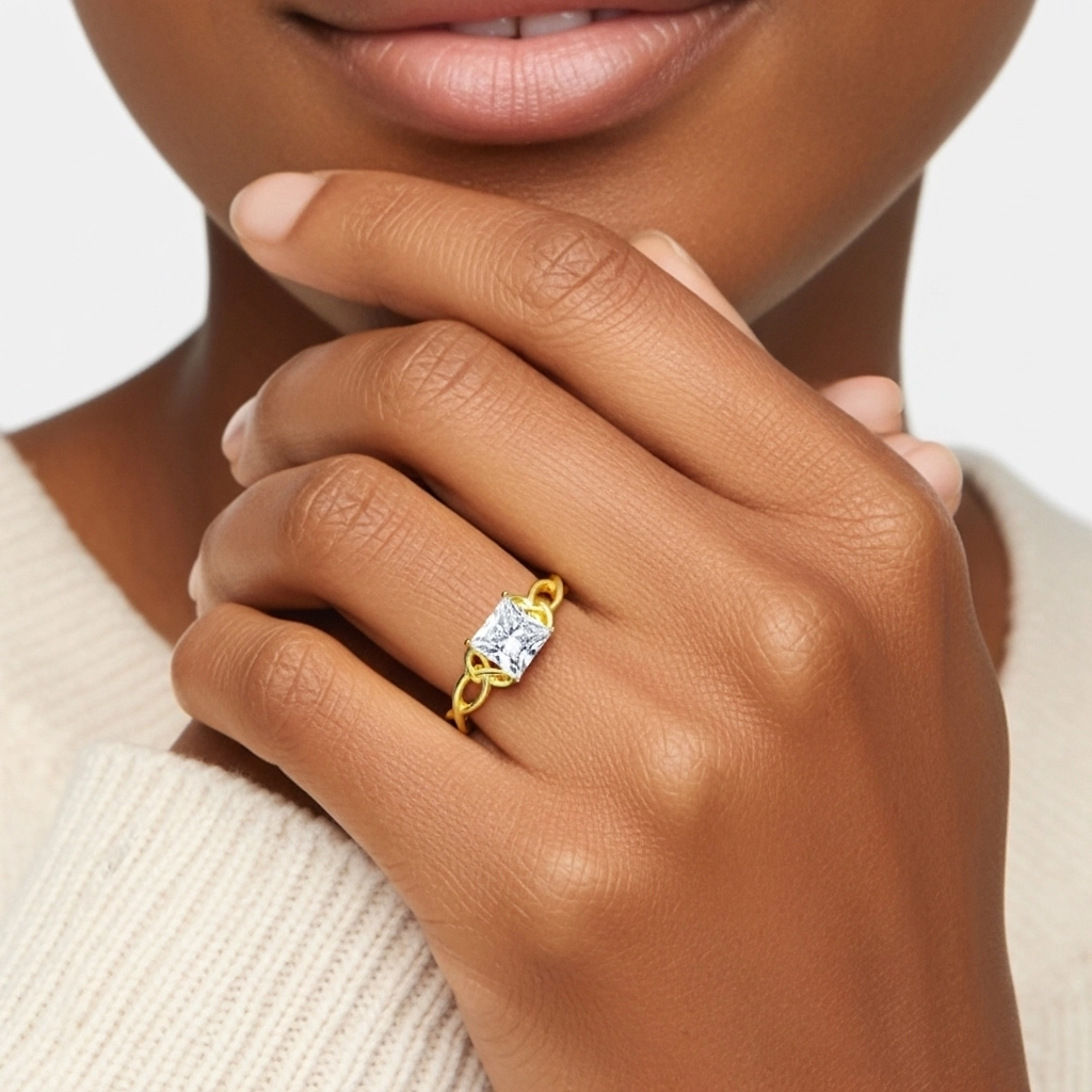 Noeud celtique Solitaire Bague de fiançailles 1.20ct Moissanite