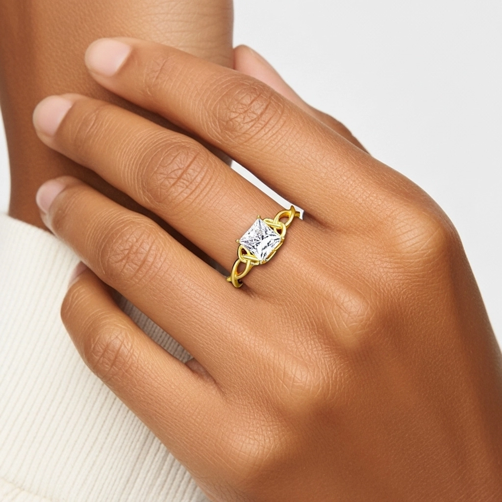 Noeud celtique Solitaire Bague de fiançailles 1.20ct Moissanite