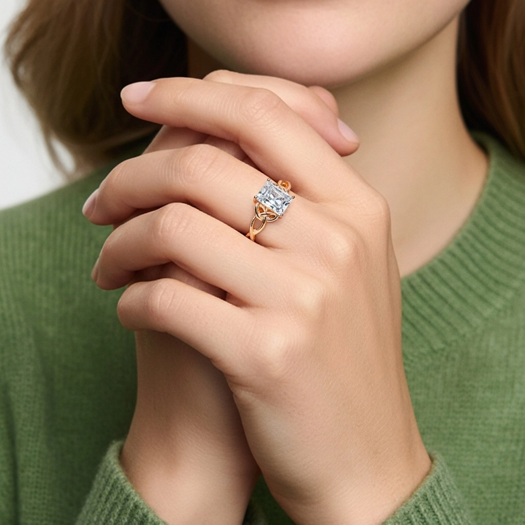 18K Rose Gold Moissanite Engagement Ring