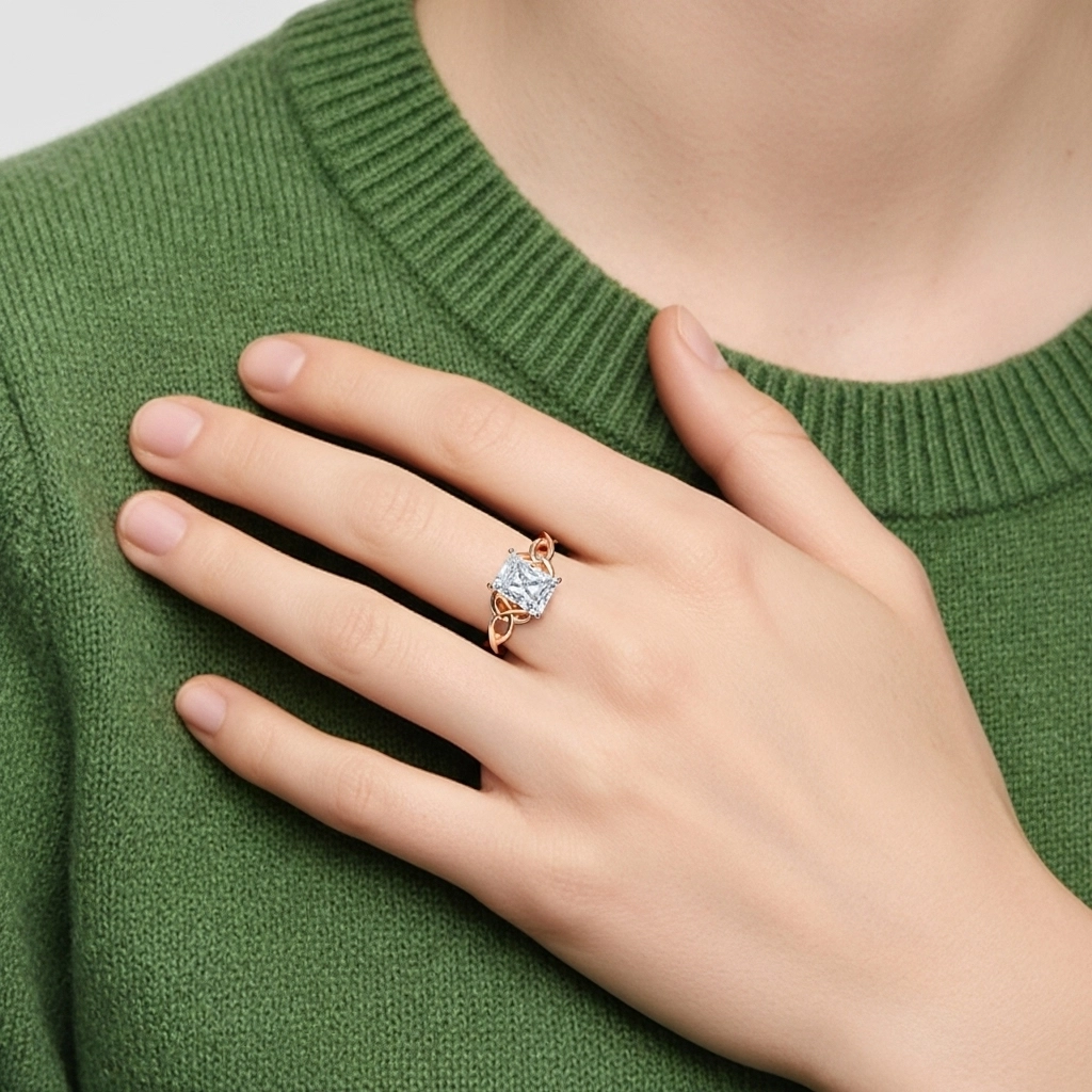 18K Rose Gold Moissanite Engagement Ring