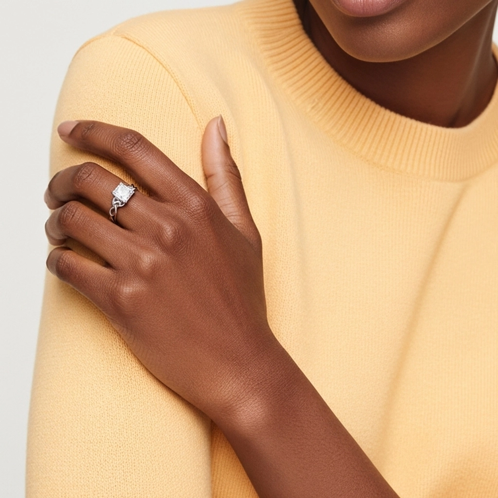 14K White Gold Moissanite Engagement Ring