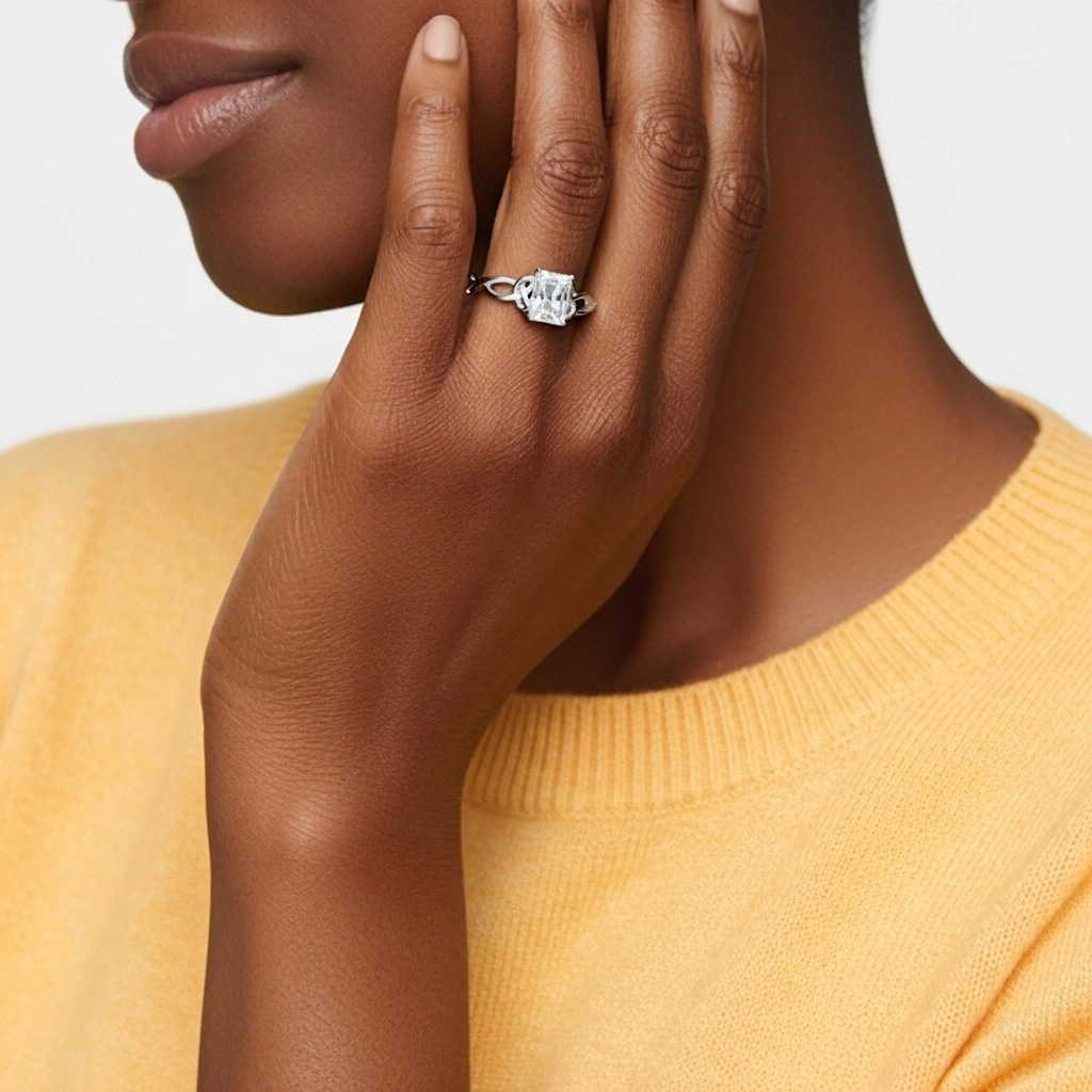 14K White Gold Moissanite Engagement Ring