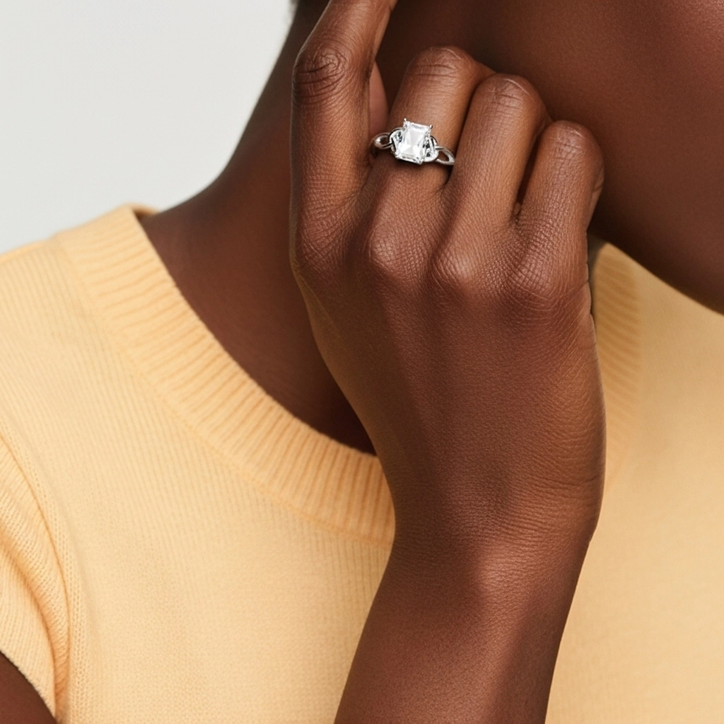 14K White Gold Moissanite Engagement Ring