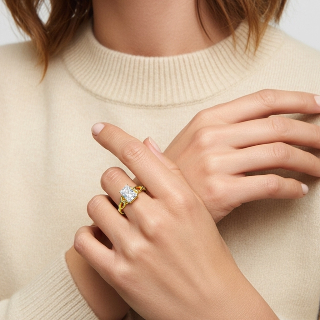 925 Sterling Silver Moissanite Engagement Ring