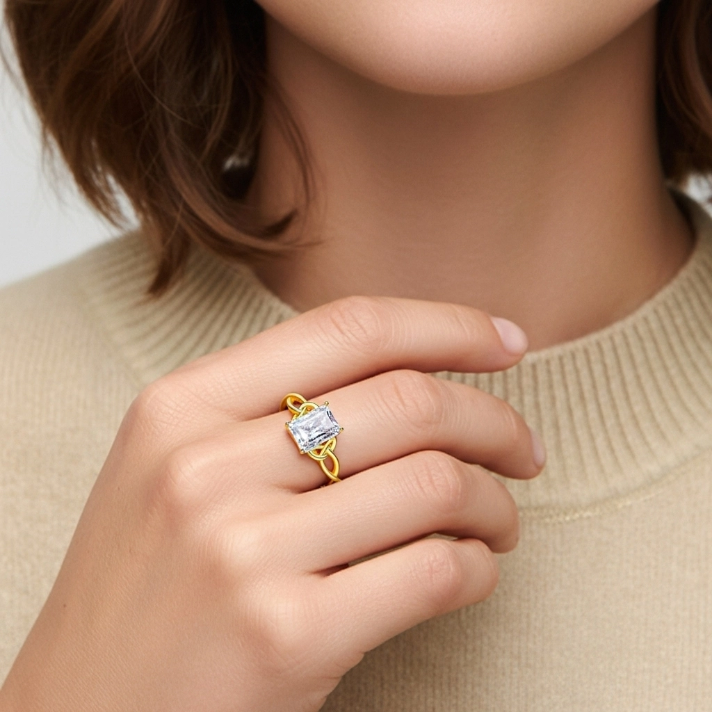 925 Sterling Silver Moissanite Engagement Ring