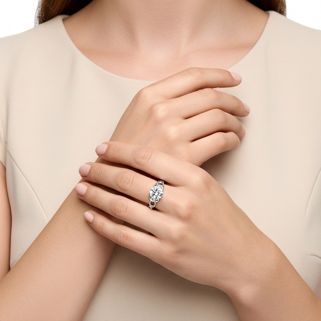 Noeud celtique Solitaire Bague de fiançailles 1.00ct Moissanite