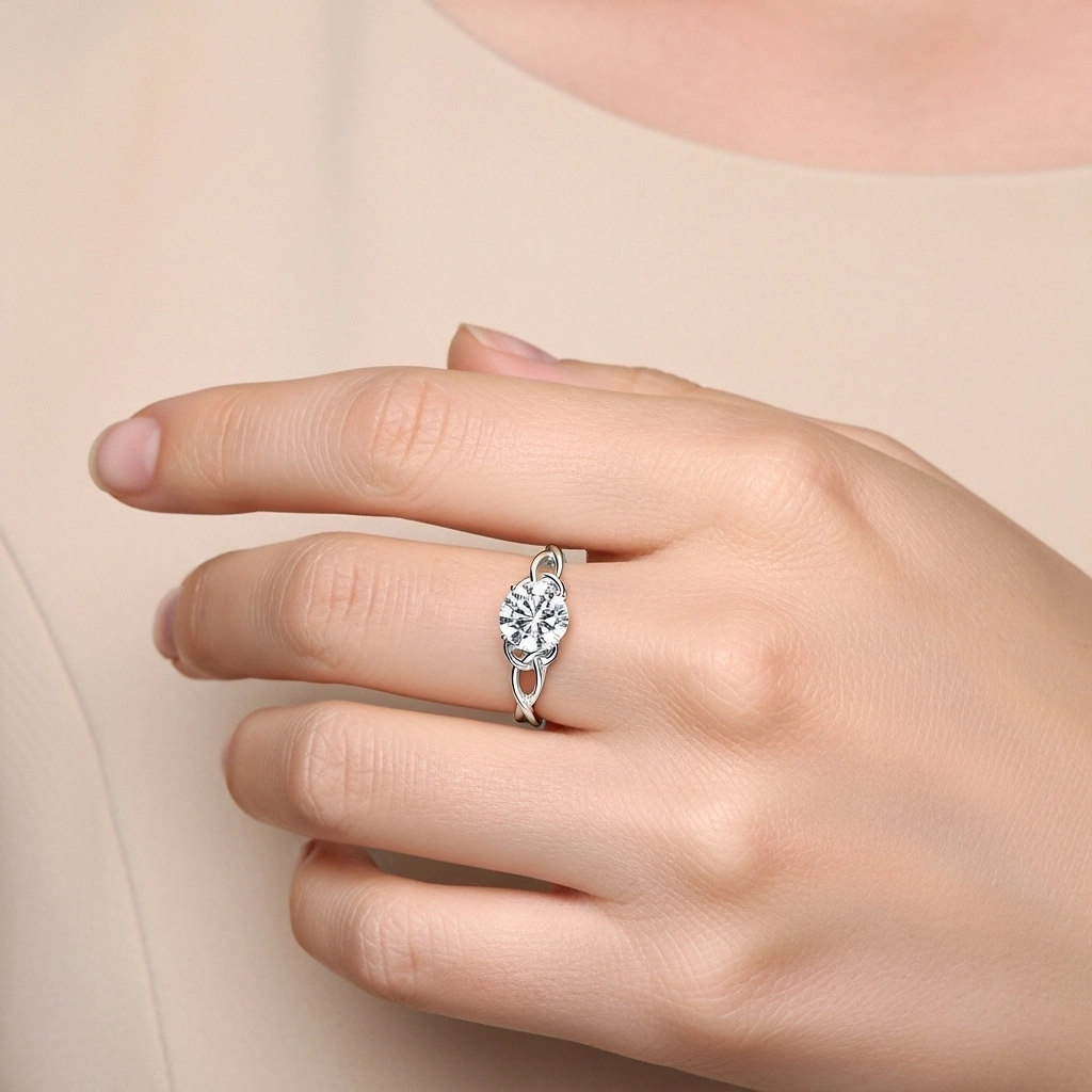 Noeud celtique Solitaire Bague de fiançailles 1.00ct Moissanite