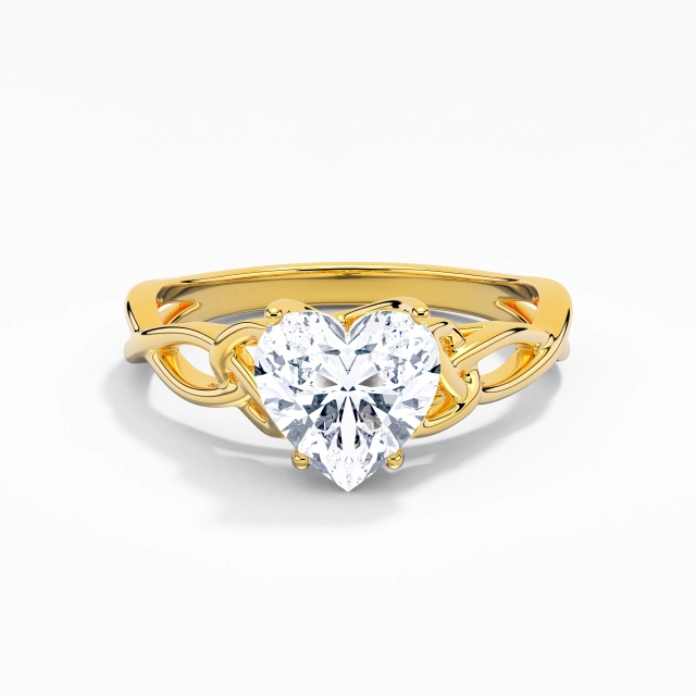 925 Sterling Silver Solitaire Engagement Ring Polish 18K Yellow Gold Elegant Celtic Knot Moissanite 1.20ct Twist