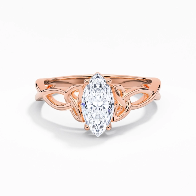 Twist Elegant Celtic Knot Solitaire Engagement Ring Cubic Zirconia 0.80ct Marquise 925 Sterling Silver