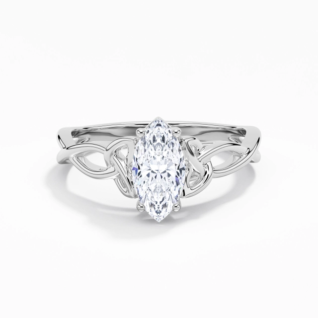 Tourner Élégant Noeud celtique Solitaire Bague de fiançailles Zircon cubique 0.80ct Marquise Argent sterling 925