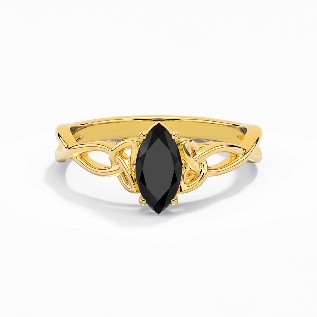 925 Sterling Silver Solitaire Custom Engagement Ring Polish Plating 18K Yellow Gold Elegant Celtic Knot Marquise 0.80ct Twist