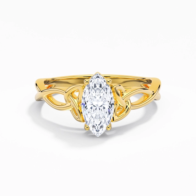 Twist Elegant Celtic Knot Solitaire Engagement Ring Cubic Zirconia 0.80ct Marquise 925 Sterling Silver