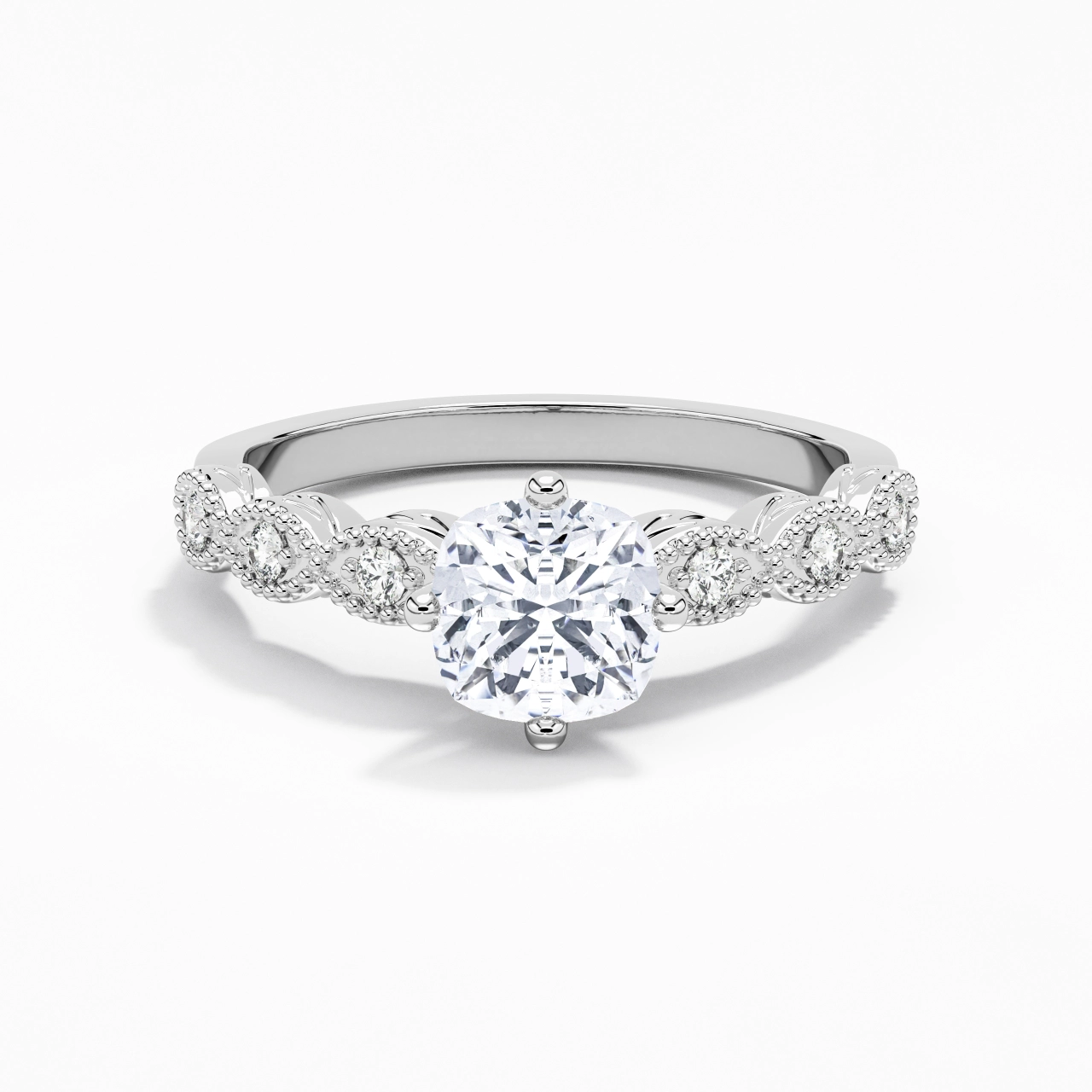 14K White Gold Moissanite Engagement Ring
