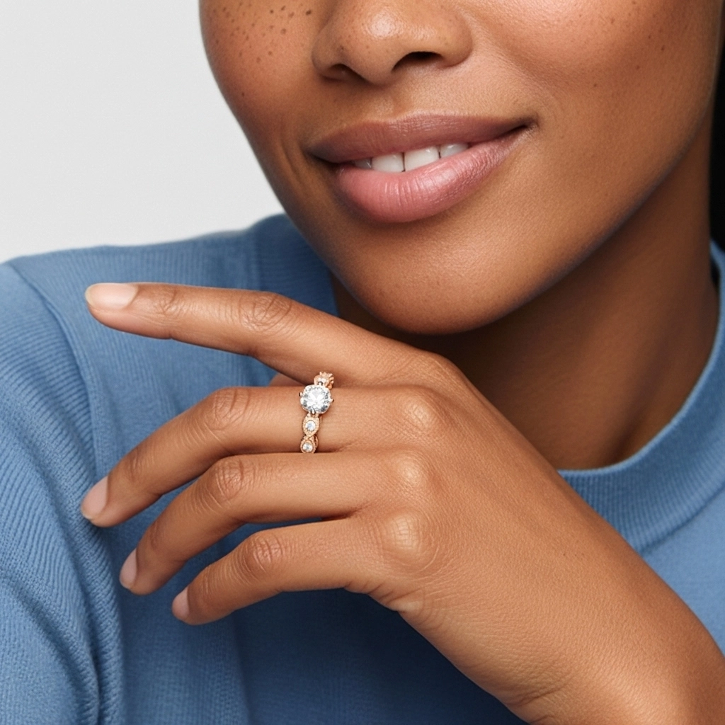 925 Sterling Silver Moissanite Engagement Ring