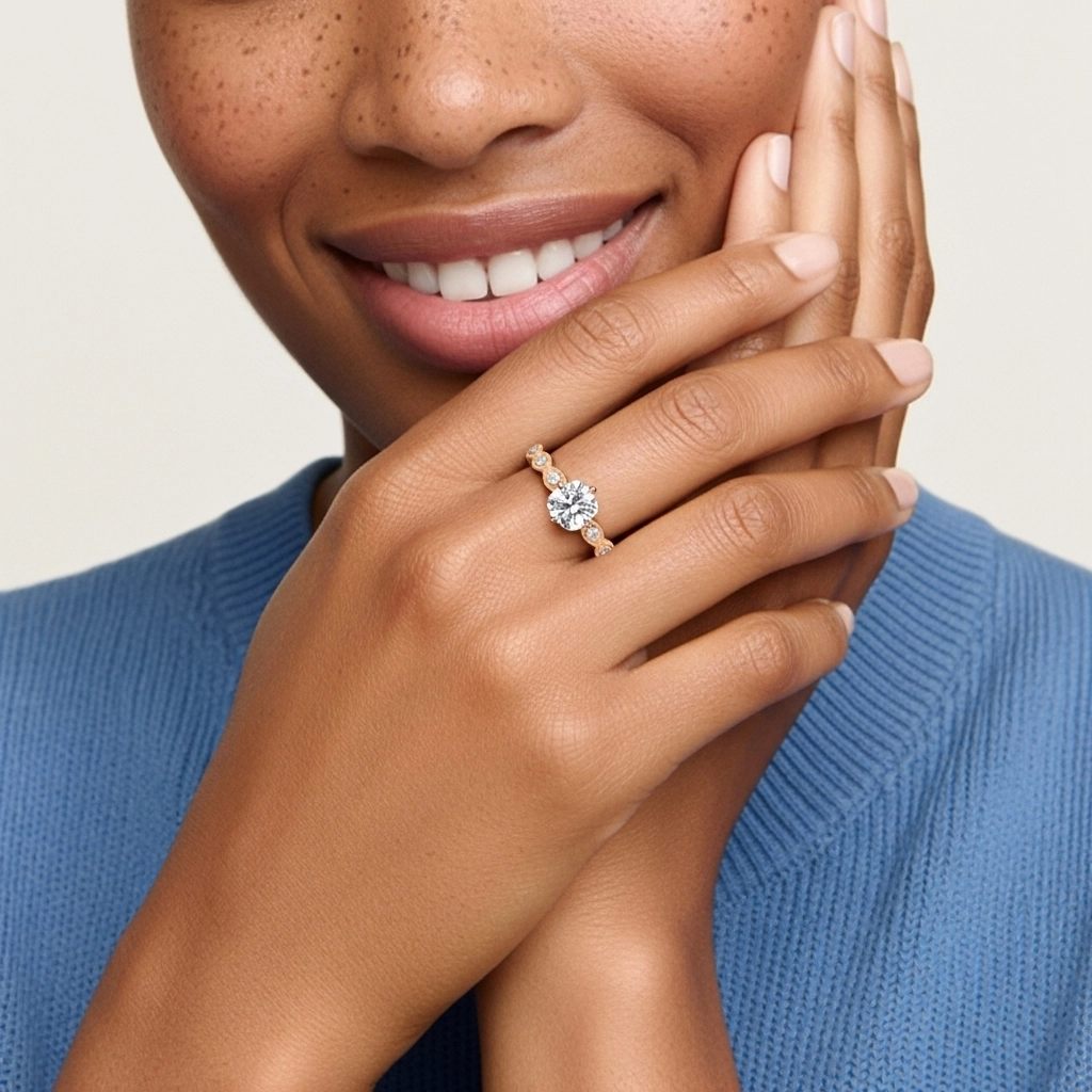 925 Sterling Silver Moissanite Engagement Ring