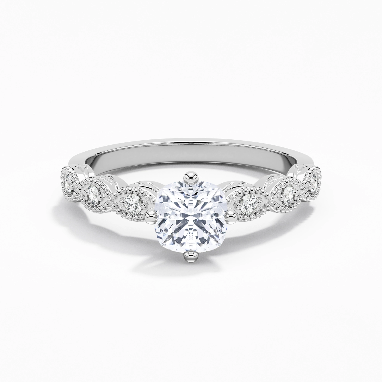 14K White Gold Moissanite Engagement Ring