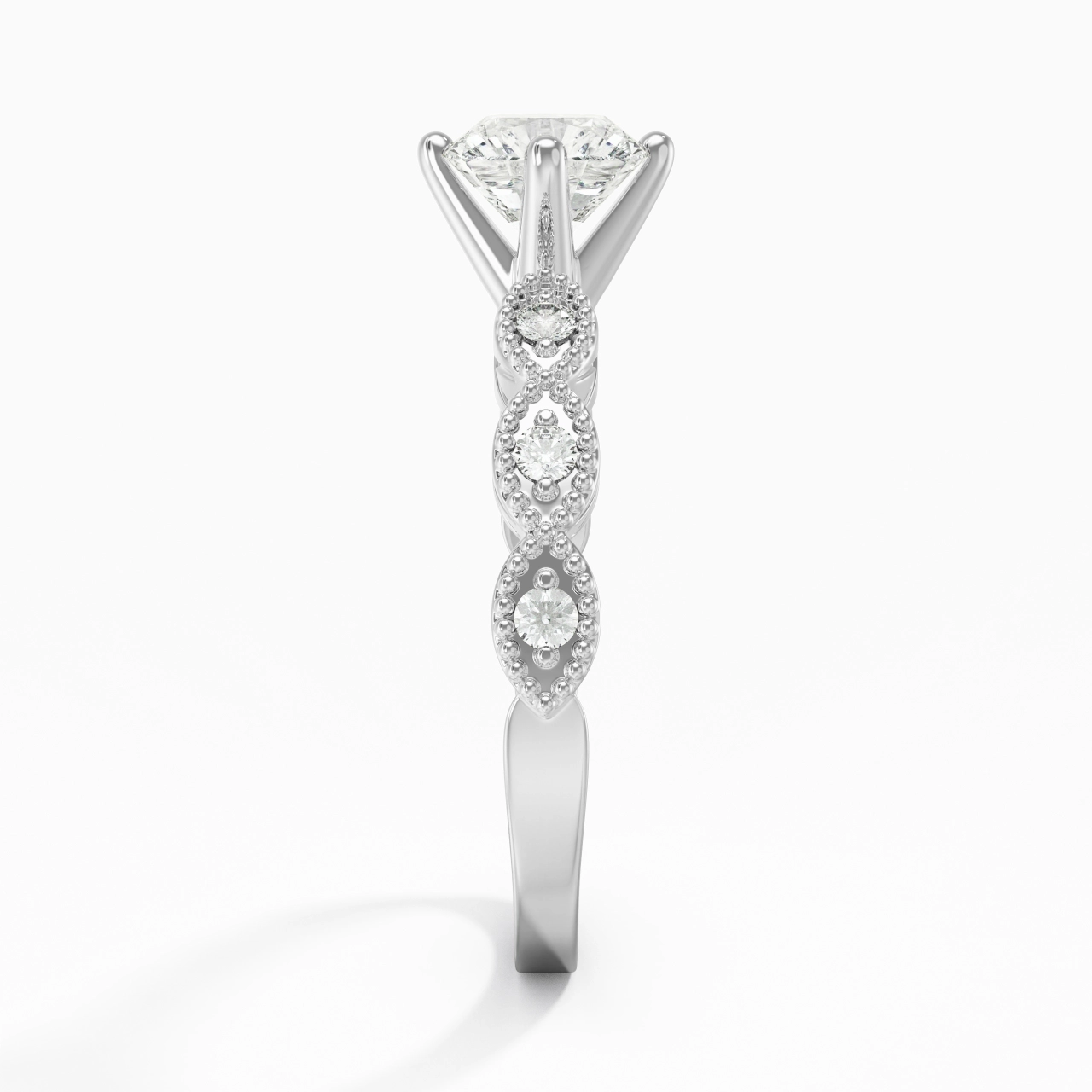 14K White Gold Moissanite Engagement Ring