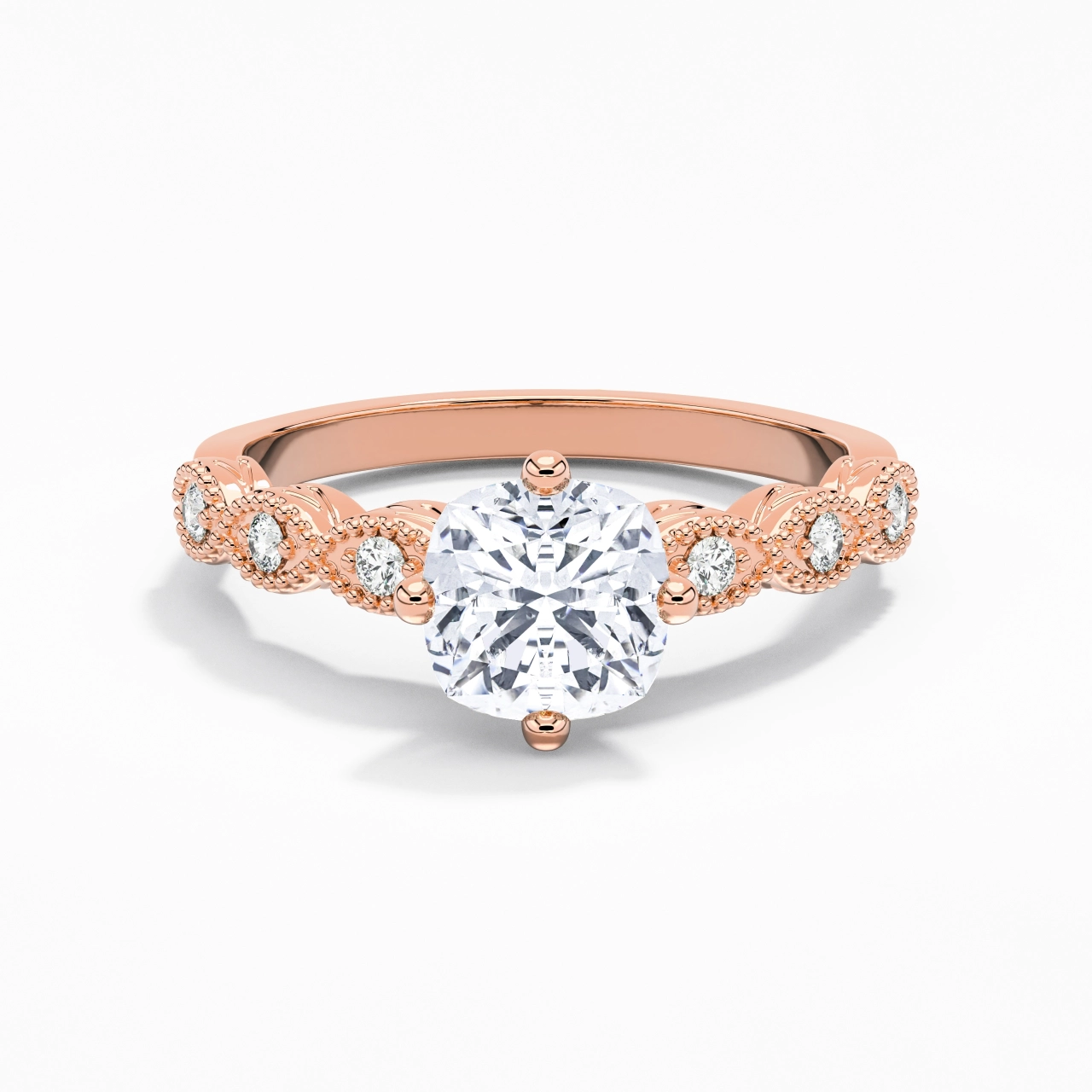 18K Rose Gold Moissanite Engagement Ring