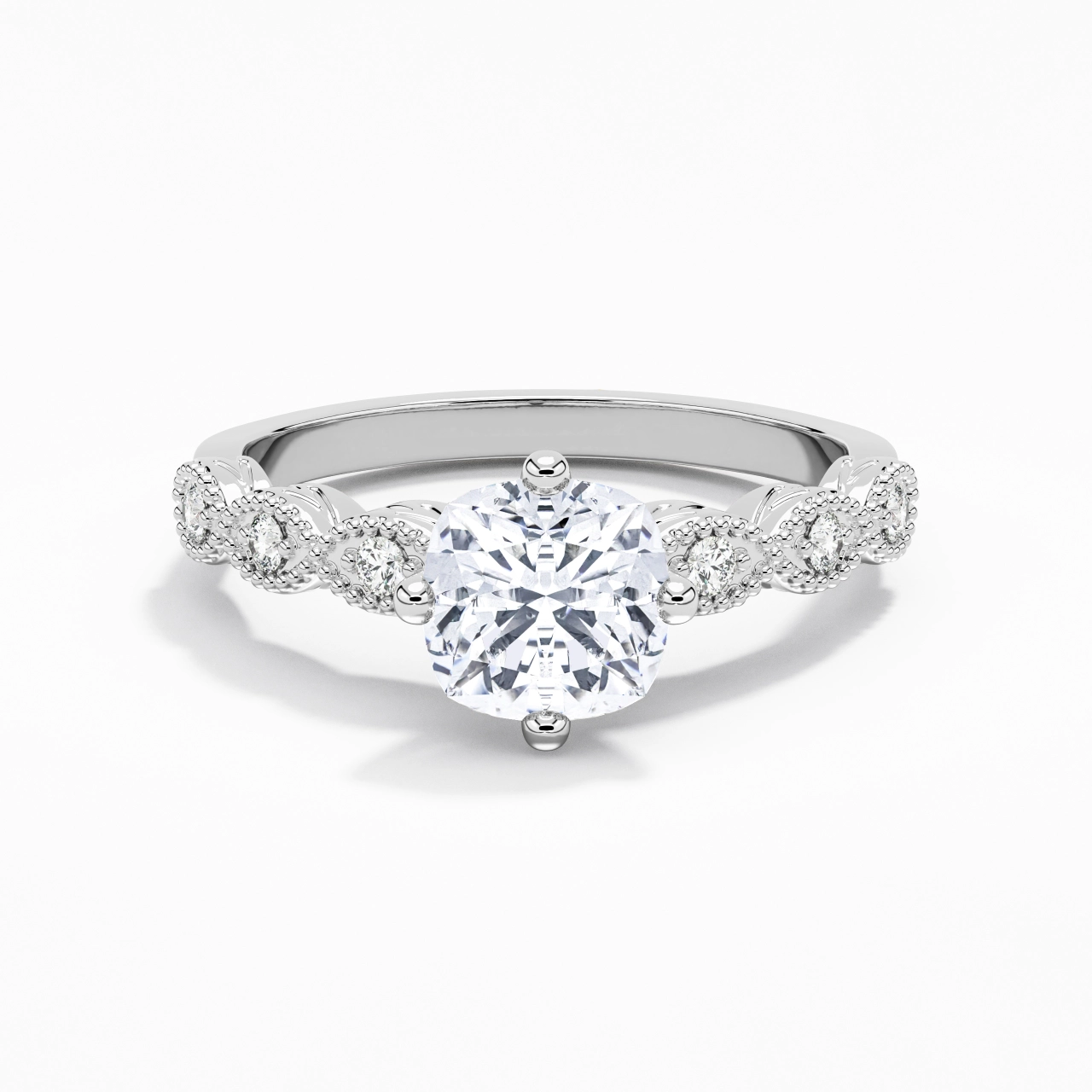 18K White Gold Moissanite Engagement Ring