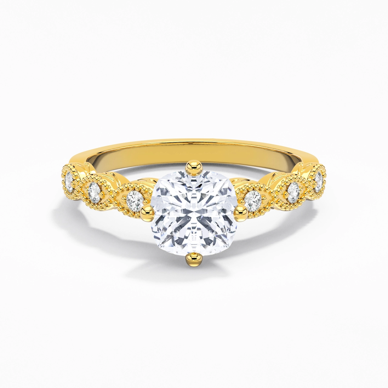 18K Gold Moissanite Engagement Ring