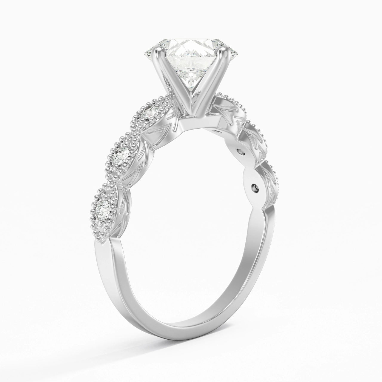 18K White Gold Moissanite Engagement Ring